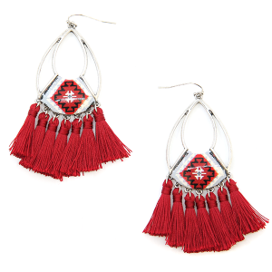 Burgundy 2025 fringe earrings
