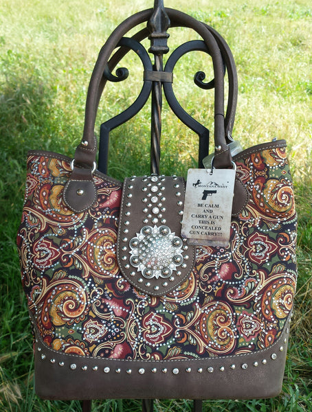 Montana West Conceal Carry Paisley Print Purse