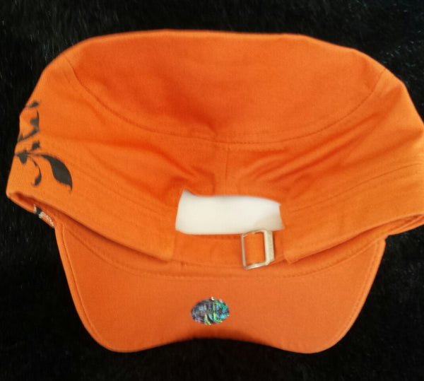 Orange Beaded Cross Hat