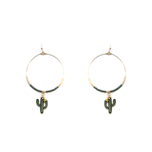 Bead Cactus Hoop Earrings